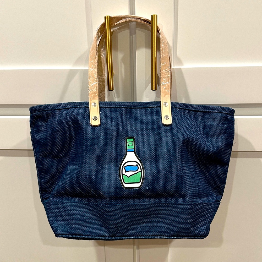 Hidden Valley Ranch Tote Navy Blue with Tan Handles